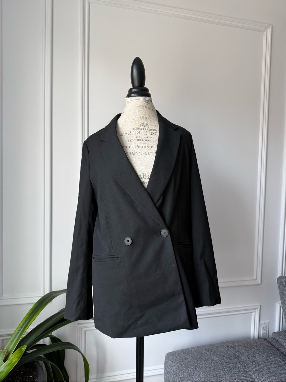H&M Black Double Breasted Blazer
